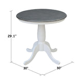 IC International Concepts Round Top Pedestal Dining Table, 30", White/Heather Gray IC International Concepts