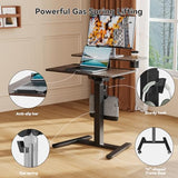 Liftsync 28 inch Mobile Standing Desk On Wheels， Small Computer Workstation Adjustable Height，Rolling Laptop Stand with Tiltable Desktop， 2-Tier Portable Study Table with Storage Shelf， Walnut Liftsync