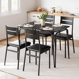GAOMON 5-Piece Dining Table Set, Sturdy Wooden Square Table and Chair Breakfast Table Set for 4 Person,for Home or Commercial Dining Room,Black GAOMON