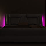 Keyluv Modern Upholstered King Bed Frame with Adjustable LED Headboard, Wave-Like Curve Design, Solid Wooden Slats Support, No Box Spring Needed, Noise Free, White Keyluv