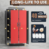 INTERGRAET Metal Storage Cabinet with Adjustable Shelves, Garage Storage Cabinets with Doors and Shelves, File Cabinets for Home Office, Kitchen Pantry Cabinet, 72''H, Black Red INTERGREAT