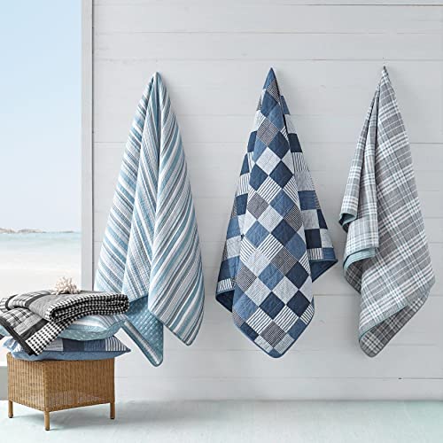 Nautica - Twin Quilt Set, Soft & Breathable Cotton Bedding with Medium Weight Feel, Reversible 2 Piece Bed Set with Matching Pillowcase (Galewood Blue) Nautica