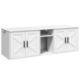 HOOBRO 58.3" Cat Litter Box Enclosure, Litter Box Furniture for 2 Cats, Cat House with Corridor, TV Stand with Storage, Double Litter Box Cabinet with Hooks, Wooden Cat Furniture, White WT15MW01 HOOBRO