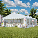 EROMMY 20x30ft Party Tent, Heavy Duty Large Wedding Canopy Outdoor Carport with 8 Removable Sidewalls, 2 Roll-up Doors, 3 Storage Bags, Gazebo Shelter Tent for Party Event Commercials, White EROMMY