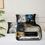 lneffble Lion Print Comforter Set King Size for Kids Boys,Black White Lion and Flower Pattern Bedding Set,Microfiber Tropical Safari Wild Animal Quilt Set with 2 Pillowcases lneffble