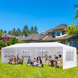 10'x30' Party Tent Outdoor Wedding Event Tents with 5 Removable Sidewalls, Heavy Duty Gazebo, Large Canopy Waterproof for Parties Patio Birthday Christmas White Gainvieyee