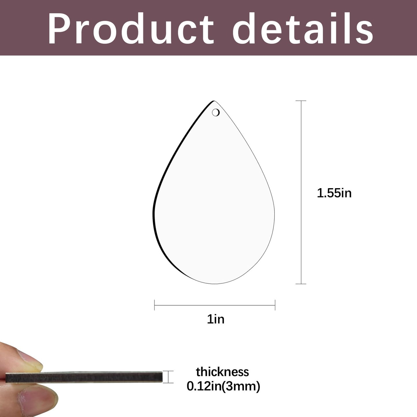 200 pcs Sublimation Earring Teardrop Blanks Bulk Double-Sided MDF Wood Blank Sublimation Earring for Sublimation White Tear Drop Earrings for DIY Craft