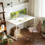 Cubiker Computer Desk, 47 inch Small Home Office Desk for Small Spaces, Modern Simple Style for Home, Office, Warm White Cubiker