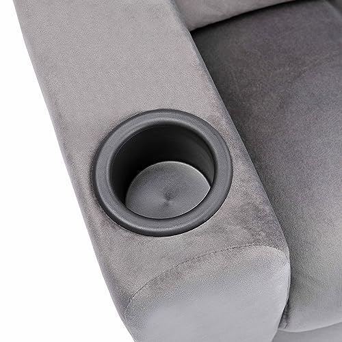 Naomi Home Suri Kids Recliner Chair with Cup Holder & Footrest, Built to Grow with 150 lbs Capacity, Solid Hardwood Frame, and 3 Recline Positions for Toddlers & Children, Gray,Microfiber