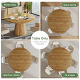 TRIBEWOOD 47.24" Solid Wood Conference Table, Rustic Round Meeting Table with Wooden Pedestal Base for 4-6 People, Small Seminar Table for Break Room, Office, Office Desk, Easy Assembly TRIBEWOOD