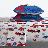 Jay Franco Kids Sheet Set with Fitted, Flat Sheets & Pillow Cover - Ultra-Soft Bedding with Pillowcase for Room Decor, White - Spidey & Friends, 4 Piece Full Jay Franco