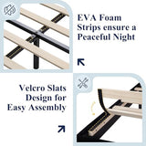 Allewie Queen Size Platform Bed Frame with Charging Station & Storage Headboard, Upholstered Velvet Wingback Design & USB Port, Strong Wooden Slats Support, No Box Spring Needed, Easy Assembly, Black Allewie