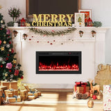 GOFLAME 36 Inch Smart WiFi Electric Fireplace, Compatible with Alexa & Google Assistant, Wall Mounted & Recessed, 750W/1500W Heater with Remote/APP Control, 12 Flame & Ember Bed Colors, 12H Timer GOFLAME