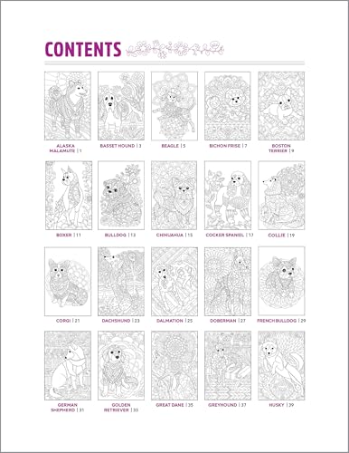 Stress Relief Dog Coloring Book: 35 Detailed Designs for Adults