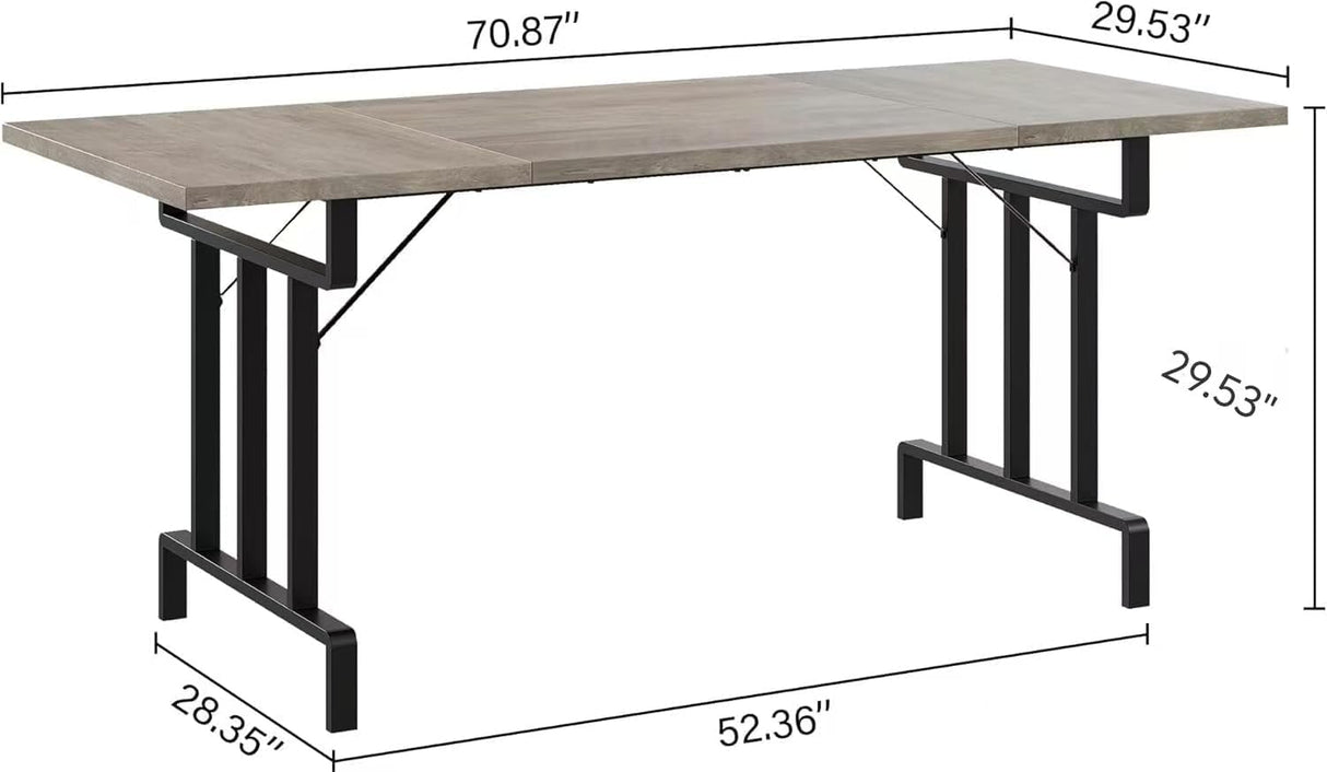 IDEALHOUSE Dining Table, Rectangular Wooden Kitchen Table for 6 70.87”, Vintage Design, Industrial Farmhouse Kitchen Sets for Dining Room, Home Office, Living Room, Easy Assembly, Gray IDEALHOUSE