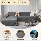 MYSKY HOME Couch Cover for Sectional Sofa, 2 Pieces Couch Covers for L Shape Sofa Cover, Furniture Protector for Pets, Kids, Sofa Slipcover for 2-3 Cushion Couch (71"x118"+71"x118", Dark Grey) MYSKY HOME