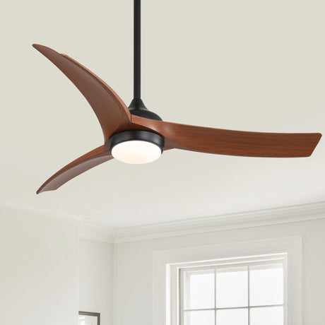 Ceiling Fan With 3 Blades, Remote Control, Reversible DC Motor, Dimmable Light, And Timer - Black HouseOfZazla