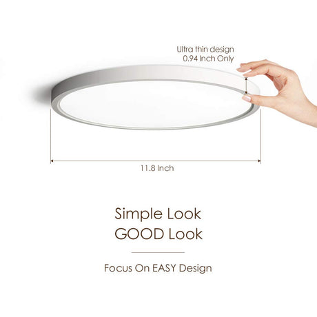 TALOYA Flush Mount 12 Inch Ceiling Light (Milk White Shell), 20W Surface Mount LED Light Fixture for Bedroom Kitchen,3 Color Temperatures in One（3000k/4000k/6500k),0.94 Inch Thickness Round TALOYA