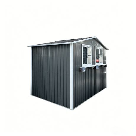 6x9 FT Outdoor Metal Storage Shed with Window & Flower Rack HouseOfZazla