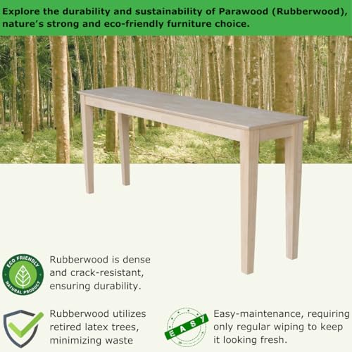 International Concepts Shaker Console Table, 72-Inch Long, Solid Parawood, Unfinished IC INTERNATIONAL CONCEPTS