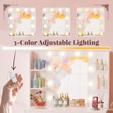 Furmax Vanity Desk with Mirror and LED Light Bulb, Small Makeup Vanity Table with Drawers, Dressing Table with Power Outlet and Hair Drayer Holder for Bedroom (White & Gold) Furmax