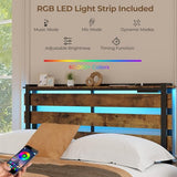 Giantex Full Bed Frame with LED Lights Headboard and 4 Storage Drawers, Metal Platform Bed with Outlets and USB Ports Charging Station, Easy Assembly, No Box Spring Needed, Smart LED Bed Frame Giantex