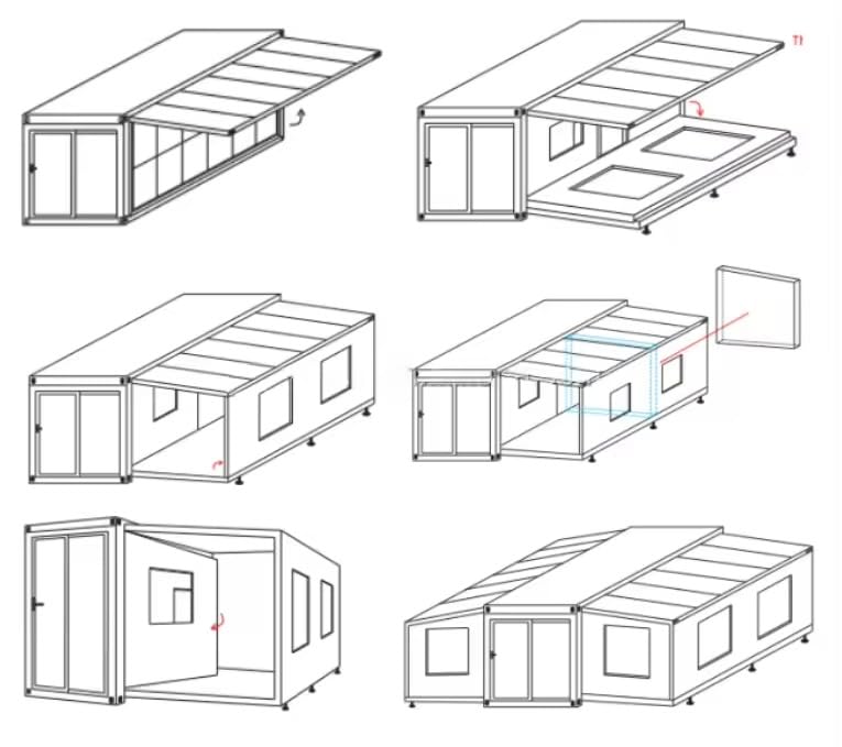 30FT Tiny House to Live in,Portable Prefab House with 2 Bedroom,1 Full Equiped Bathroom and Kitchen,Prefabricated Container House for Adults Living,Foldable Mobile Home with Steel Frame - WoodArtSupply