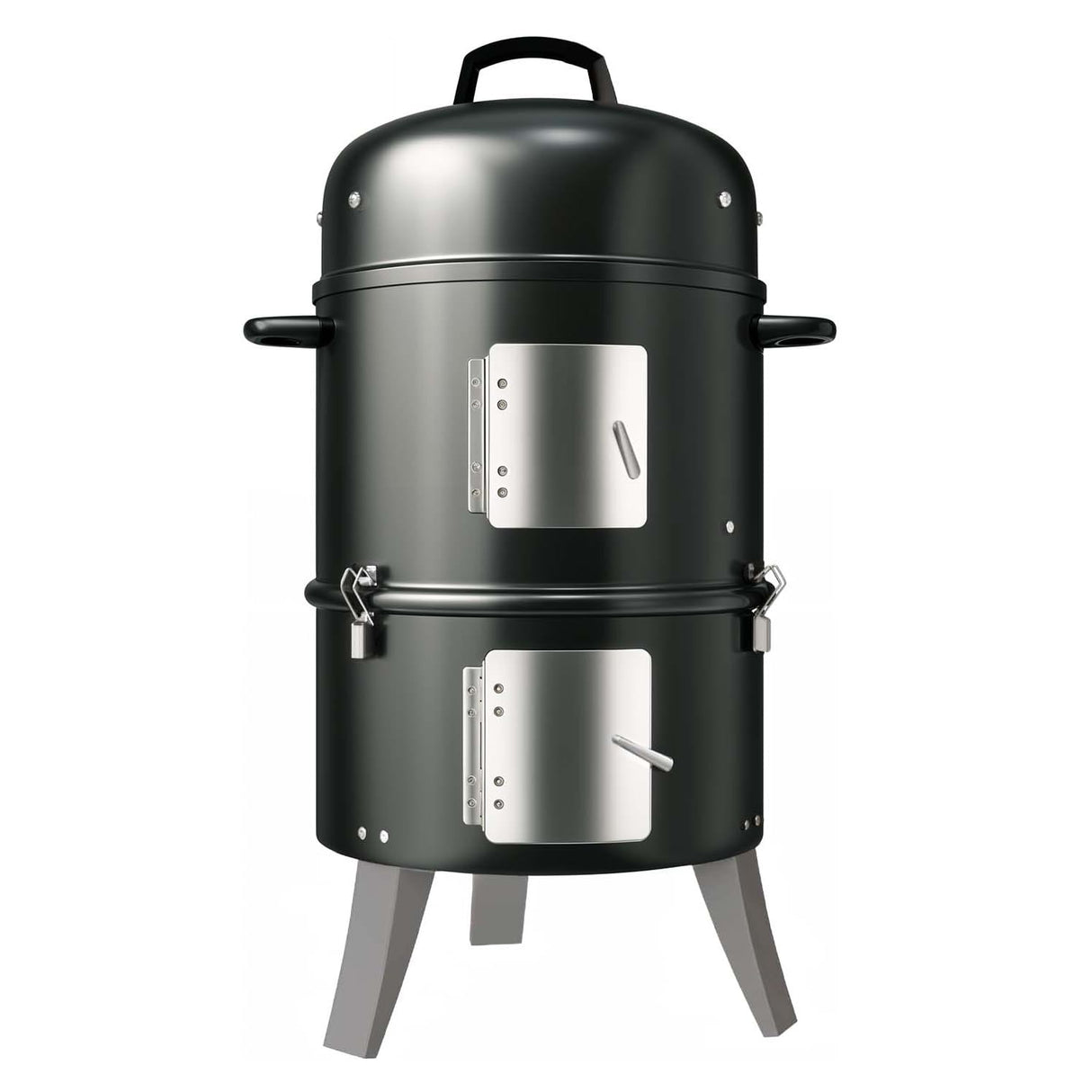 GasOne Vertical Smoker with Thermometer – 16 Inch Heavy Duty Charcoal Smoker – Multipurpose Charcoal BBQ Grill Smoker for Outdoor, Camping – Easy Assembly, 2 Access Doors Grill with Smoker Gas One