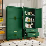 GAIOUS 71" Tall Metal Pantry Cabinet, Steel Storage Cabinets with 2 Doors, 2 Adjustable Shelf and 2 Drawers, Used as Kitchen Cabinet, Freestanding Cupboard for Kitchen, Office, Living Room (Green) GAIOUS