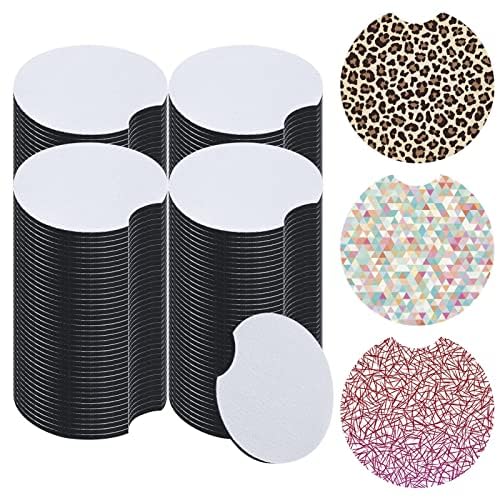 120PCS Sublimation Blanks Car Coasters, Absorbent Auto Coasters for Cup Holders, Neoprene Car Coasters Absorb Spills to Keep Cupholders Clean Valyria