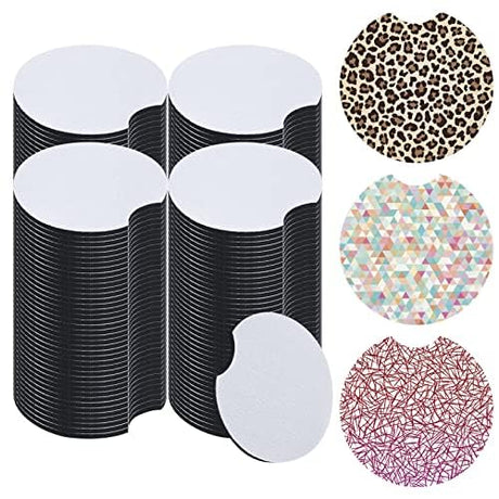 120PCS Sublimation Blanks Car Coasters, Absorbent Auto Coasters for Cup Holders, Neoprene Car Coasters Absorb Spills to Keep Cupholders Clean Valyria