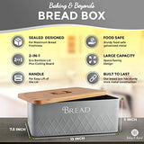 Baking & Beyond Space-Saving Bread Box with Bamboo Cutting Board Lid,13"x7.5"x5" for Kitchen Countertop, Bread Storage Container Holder, Bread Keeper Bin - Fresh Loaves BB BAKING & BEYOND