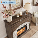 IDEALHOUSE Fireplace TV Stand for 65 Inch TVs, Farmhouse Tall Wood Entertainment Center with Electric Fireplace & Mantel, Adjustable 3D Flame, Remote Control, Walnut Finish for Living Room, Walnut IDEALHOUSE