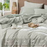 MooMee Bedding Sheet Set 100% Washed Cotton Linen Like Textured Breathable Durable Soft Comfy (Heathered Sage Green, King) MooMee