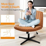 Criss Cross Chair Legged Office Wide Comfy Desk Seat, No Wheels Armless Computer Task Seating, Swivel Vanity Home Height Adjustable DUMOS