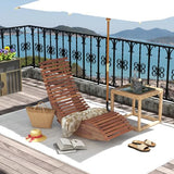 Giantex Outdoor Chaise Lounge Chair, Acacia Wood Patio Lounger with Slatted Design, Rocking Chair, Outdoor Rocker for Sunbathing, Poolside, Beach Lounge Chairs (1, Natural)