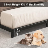 Cieemine 5 Inch Low Bed Frame Twin, Heavy Duty Twin Bed Frames Low Profile, No Box Spring Needed, Easy Assembly, Noise Free, Black Cieemine