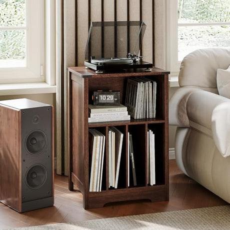 ChooChoo Record Player Stand, Vinyl Record Storage Cabinet, Turntable Stand Holds up to 160 Albums, Record Player Table Display Shelf for Living Room, Bedroom, Office, Walnut ChooChoo