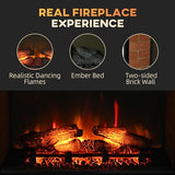 HOMCOM 27" Electric Fireplace Insert, Retro Recessed Fireplace Heater with Realistic Log Flame, Remote Control, and Adjustable Brightness, 1400W, Black HOMCOM