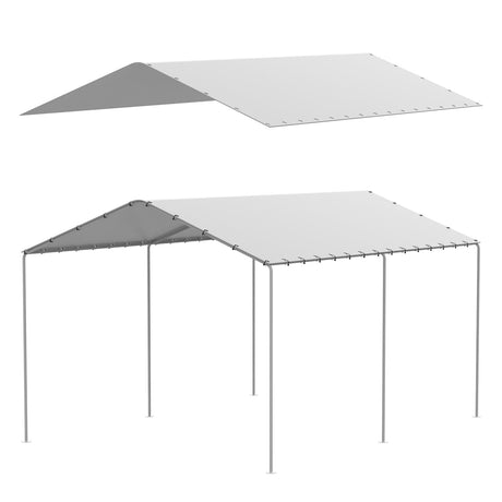 10 x 20 ft Canopy Replacement Cover for Carport, Heavy Duty Waterproof & UV Protected Garage Top Tent Shelter Tarp, Tear-Resistant Car Shed Tarpaulin Cover with 48 Ball Bungees (Cover Only) Elecoman
