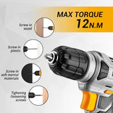 DEKOPRO 126 Piece Power Tool Combo Kits with 8V Cordless Drill, 10MM 3/8'' Keyless Chuck, Professional Household Home Tool Kit Set, DIY Hand Tool Kits for Garden Office House Repair DEKOPRO