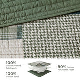 Woolrich Quilt Set Patchwork Channel Quilting, Cottege Coverlet for Twin Size Bed All Seasons, Lightweight Prewashed Cotton Coverlet Bedspread, Shams, Mill Creek, Oversized Twin/Twin XL Green 2 Piece Woolrich John Rich & Bros.