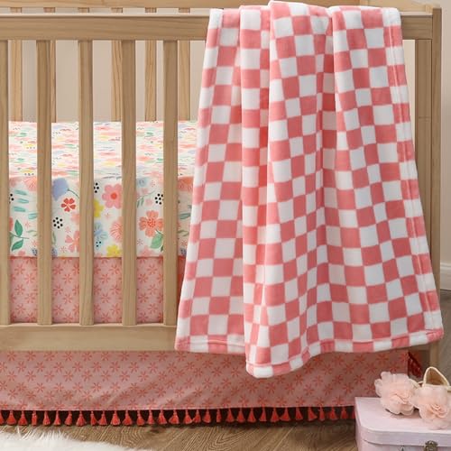 The Peanutshell Baby Crib Bedding Set for Girls - 3 Pieces - Newborn, Infant & Toddler Bed - Pink Baby Blanket Set with Fitted Crib Sheet, Dust Ruffle - Wildflower Boho Floral Girl Nursery Décor The Peanutshell