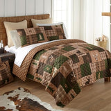 Donna Sharp Twin Bedding Set - 2 Piece - Green Forest Lodge Quilt Set with Twin Quilt and One Standard Pillow Sham - Machine Washable Donna Sharp