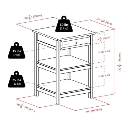 Winsome Delta Printer Stand White Home Office 20.87x20.24x30.71 - WoodArtSupply