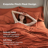 Bedsure Twin Comforter Sets - 5 Pieces Pintuck Bedding Sets Twin Size, Pinch Pleat Burnt Orange Bed in a Bag Twin with Comforter, Sheets, Pillowcase & Sham Bedsure