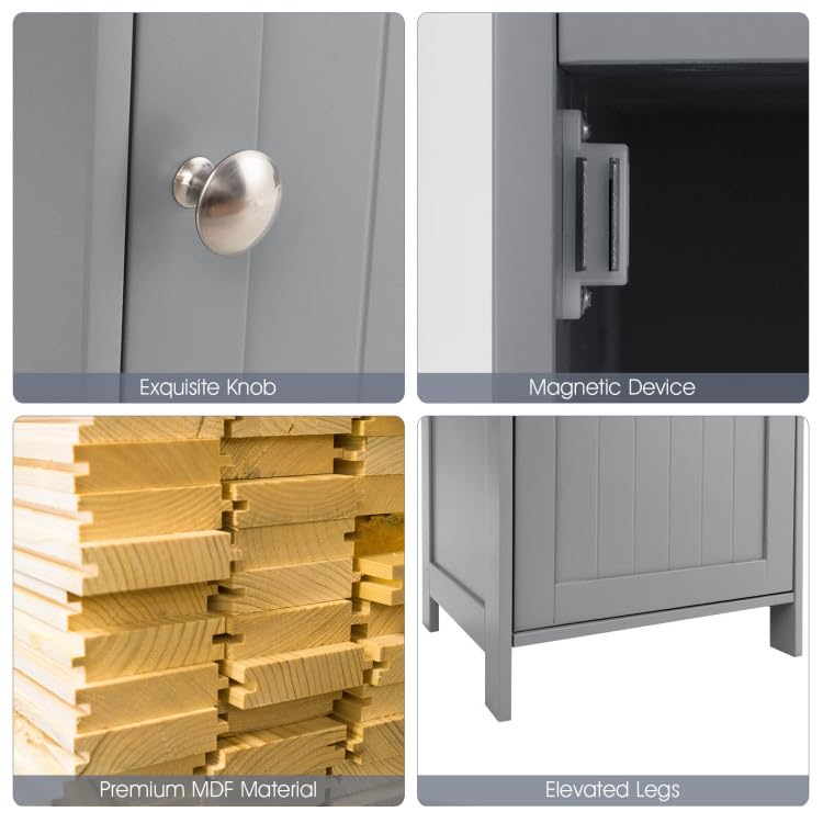 WATERJOY 72'' Grey Tall Storage Cabinet with Adjustable Shelves and Soft-Close Door WATERJOY