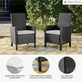 Signature Design by Ashley Beachcroft Casual Weather Resistant Outdoor Arm Chair with Cushion, Set of 2, Light Gray & Black Signature Design by Ashley