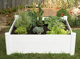 NuVue Products 26001 Premium Outdoor Raised Garden Bed for Growing Edible Plants and Flowers, BPA-Free Woodgrain Panel Elevated Planter Box, 48” L x 48” W x 15” H, White NuVue