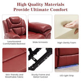 ERYE Manual Recliner Chair with LED Light Strip for Living Room, Bedroom, Manual Reclining Home Theater Seating Armchair, Faux Leather Tufted